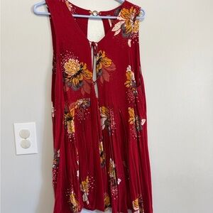 Floral Red Sleeveless Free People Dress